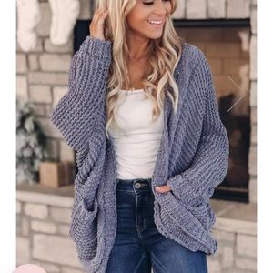 Pink lily chenille cardigan